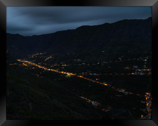 Hermigua valley by night Framed Print by David O'Brien