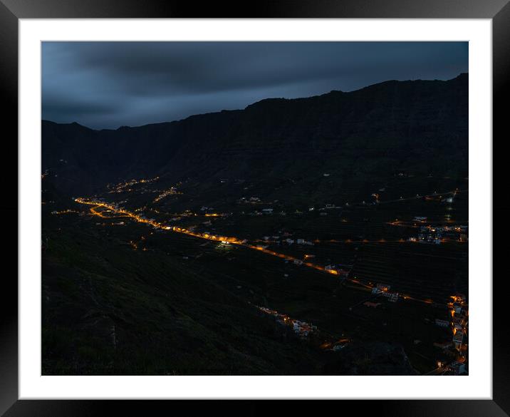 Hermigua valley by night Framed Mounted Print by David O'Brien