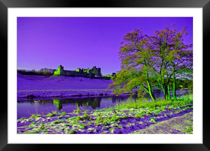 Alnwick Castle, Northumberland in winter Framed Mounted Print by Alan Barnes