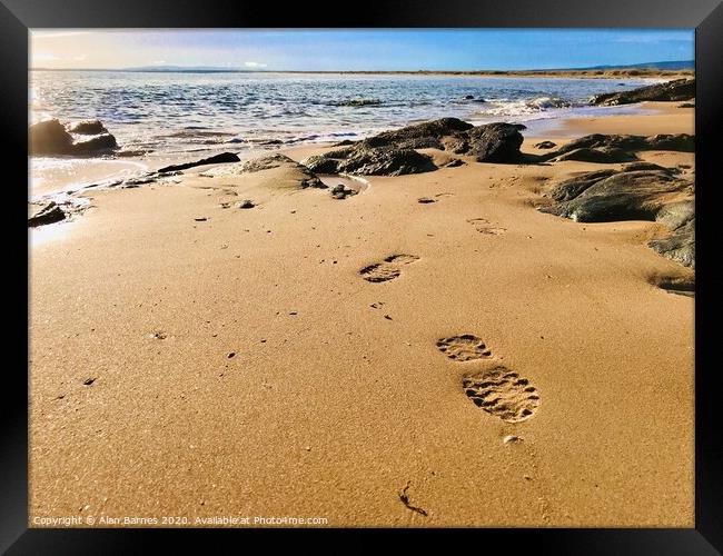 Footprints on Dornoch Beach Framed Print by Alan Barnes