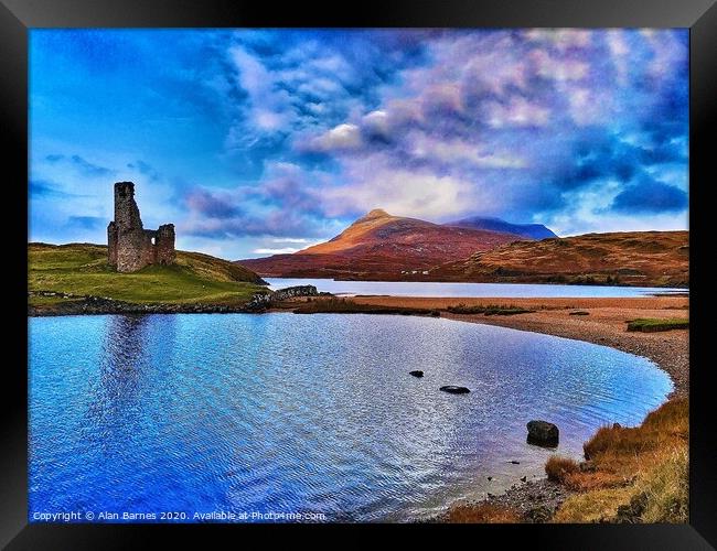 Ardvreck Castle on Loch Assynt Framed Print by Alan Barnes