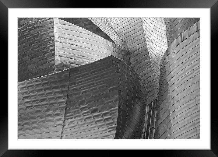 Guggenheim Museum B&W Abstract Framed Mounted Print by Malcolm Smith