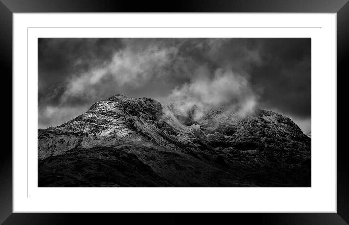 Langdales, Lake District covered in snow and cloud Framed Mounted Print by Graham Binns