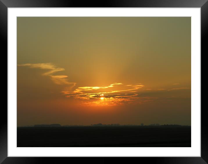 Sundown over the Lincolnshire Fens Framed Mounted Print by Mel Coward