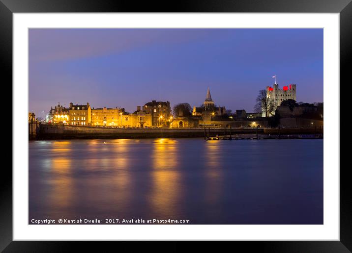 Rochester by Night Framed Mounted Print by Kentish Dweller