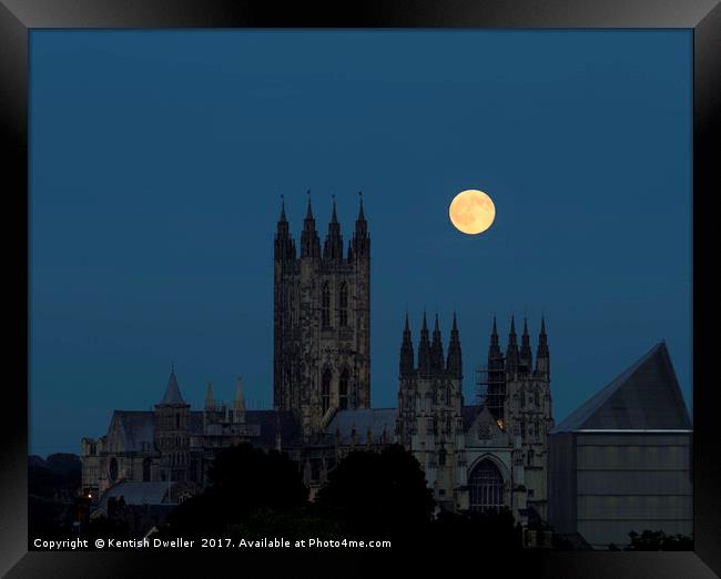 Strawberry Moon over Canterbury Cathedral Framed Print by Kentish Dweller