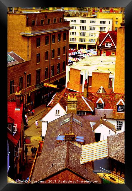 View of Cambridge City Centre Framed Print by Diane Jones