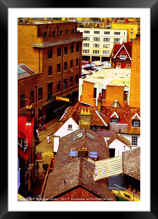 View of Cambridge City Centre Framed Mounted Print by Diane Jones