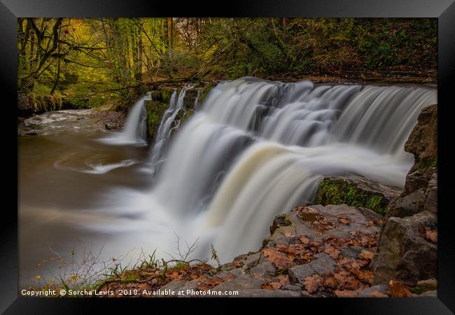 Waterfall in Autumn Framed Print by Sorcha Lewis