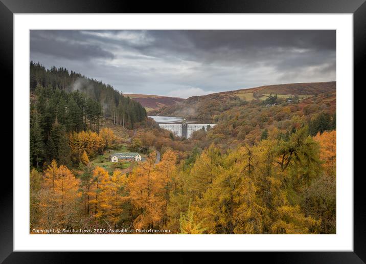 Penbont and Penygarreg in Autumn Splendor, Elan Valley Framed Mounted Print by Sorcha Lewis