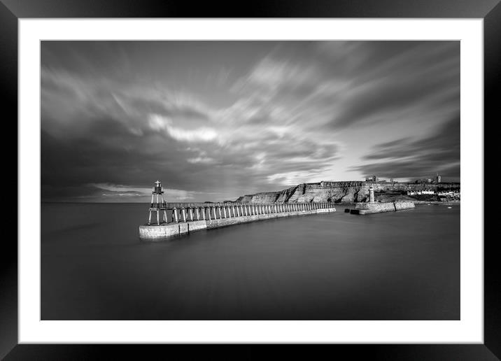 Whitby Pier Framed Mounted Print by John Hall