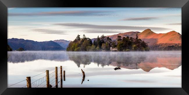 Derwent Water at dawn Framed Print by John Hall