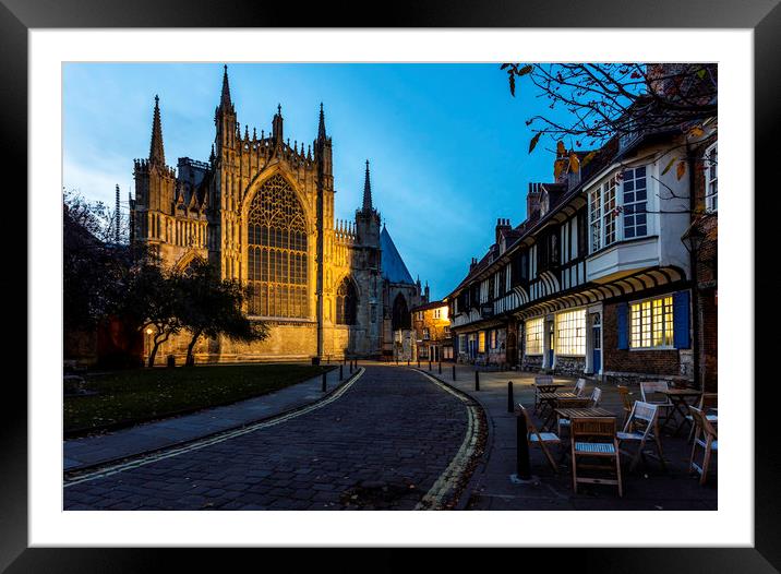 Night Descends on College Street York  Framed Mounted Print by John Hall
