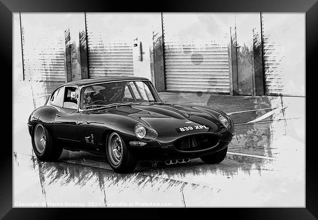 Jaguar E-Type Racer Framed Print by Martin Dunning