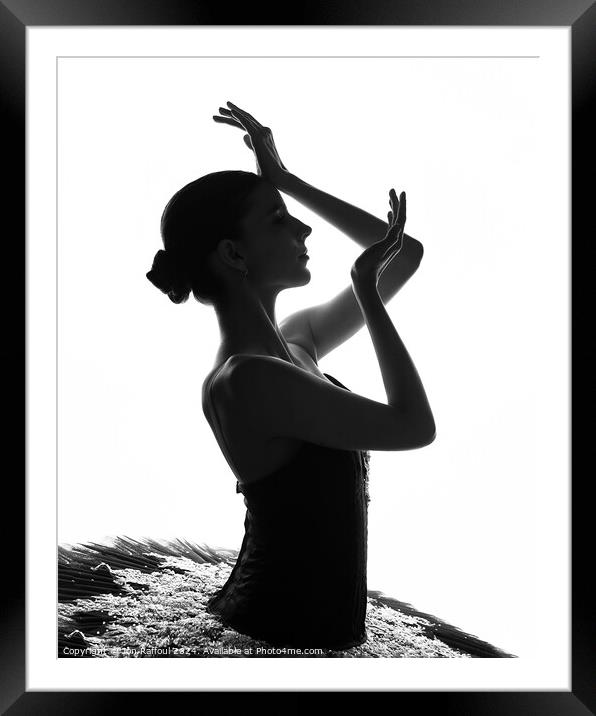 Silhouetted Ballerina  Framed Mounted Print by Jon Raffoul