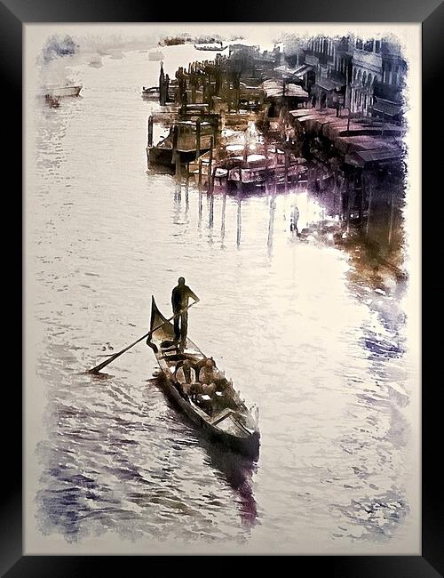 Gondoliers of Venice  Framed Print by David Mccandlish