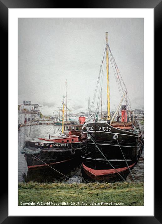   Puffer and Tug at Crinan Canal                   Framed Mounted Print by David Mccandlish