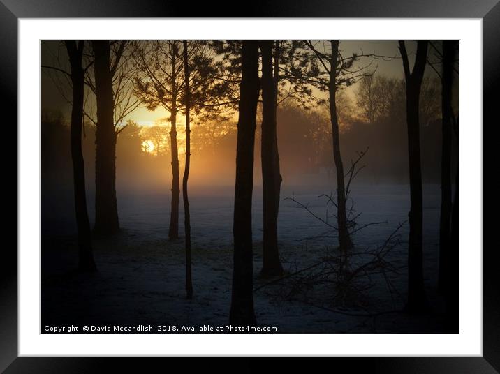 Sun Snow and Fog                                Framed Mounted Print by David Mccandlish
