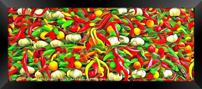 Chillies and Garlic Framed Print by David Mccandlish