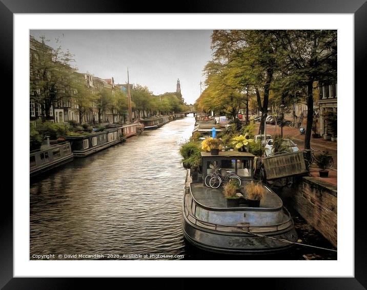 Canal Life Amsterdam Framed Mounted Print by David Mccandlish