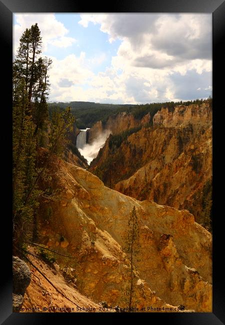 Thundering Waters Of The Yellowstone River Framed Print by Christiane Schulze