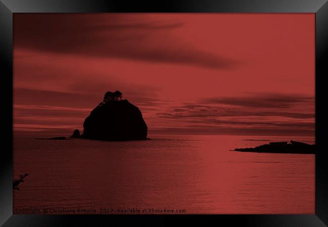 Crimson Nightfall Framed Print by Christiane Schulze