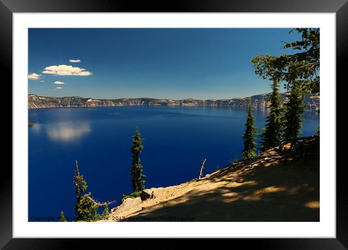 The Deep Blue Of The Crater Lake Framed Mounted Print by Christiane Schulze
