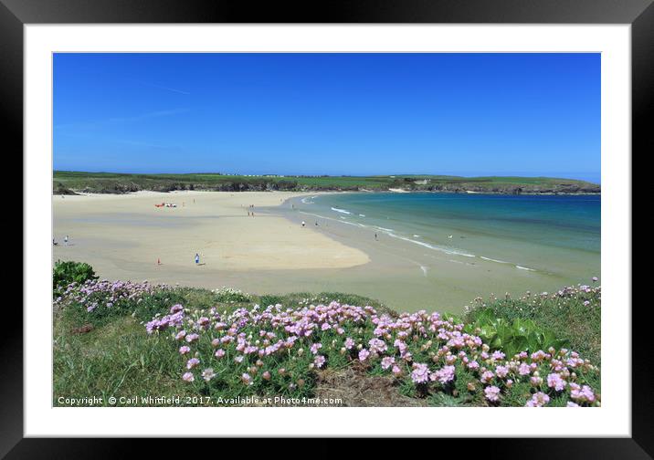 Harlyn Bay in Cornwall, England. Framed Mounted Print by Carl Whitfield