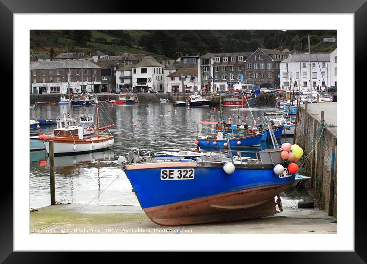 Mevagissey Harbour in Cornwall, England. Framed Mounted Print by Carl Whitfield
