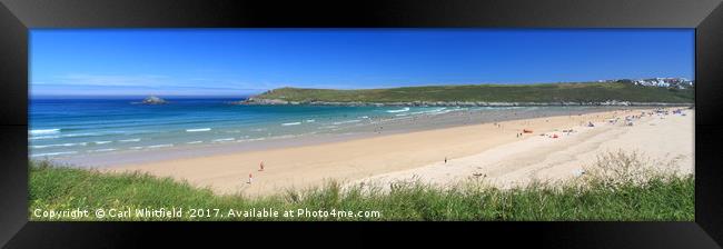 Crantock Bay in Cornwall, Panoramic Framed Print by Carl Whitfield