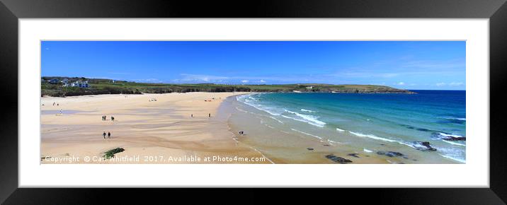 Harlyn Bay in Cornwall, Panoramic. Framed Mounted Print by Carl Whitfield