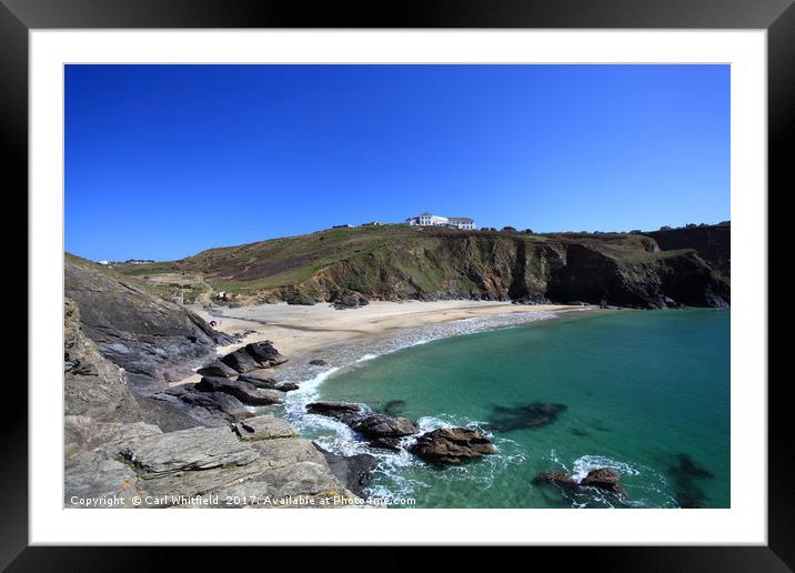 Polurrian Cove in Cornwall, England. Framed Mounted Print by Carl Whitfield