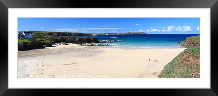 Trevone Bay in Cornwall Panoramic Framed Mounted Print by Carl Whitfield