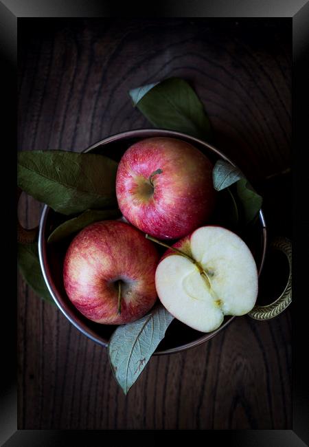 Bowl of red apples Framed Print by Denitsa Karan