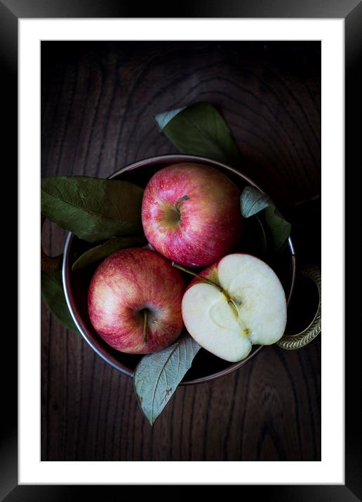 Bowl of red apples Framed Mounted Print by Denitsa Karan