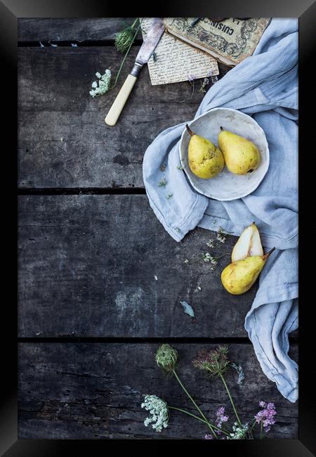 Golden pears Framed Print by Denitsa Karan