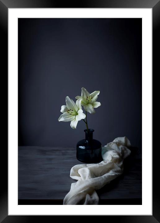 Lillies in a vase Framed Mounted Print by Denitsa Karan