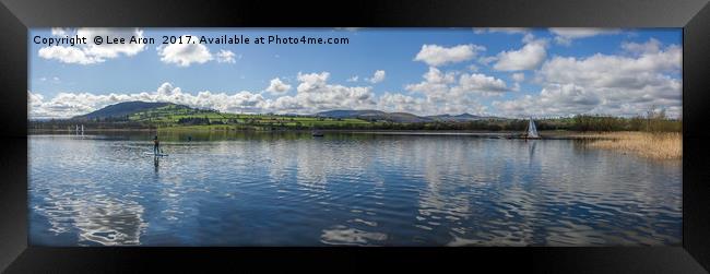 Llangorse Lake Panorama Framed Print by Lee Aron