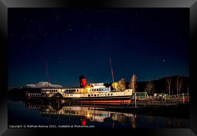 Majestic Night View of Maid of the Loch Framed Print by Mathew Rooney