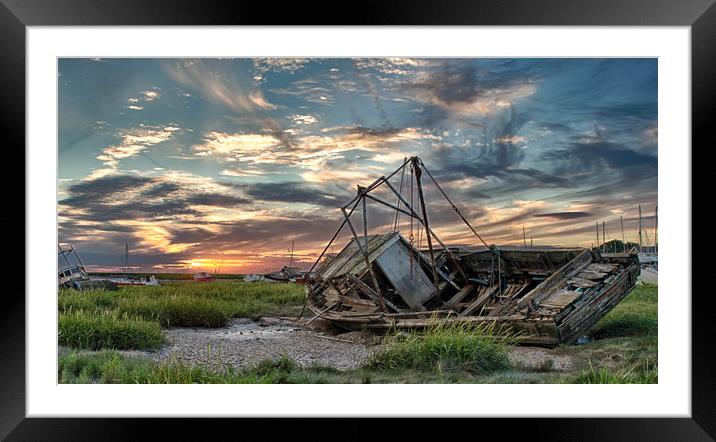 Sunset at Heswall boatyard  Framed Mounted Print by Andrew George