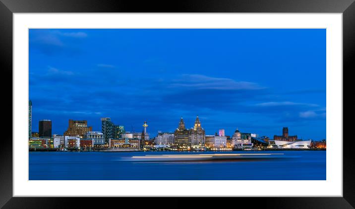 liverpool city light trails Framed Mounted Print by Andrew George