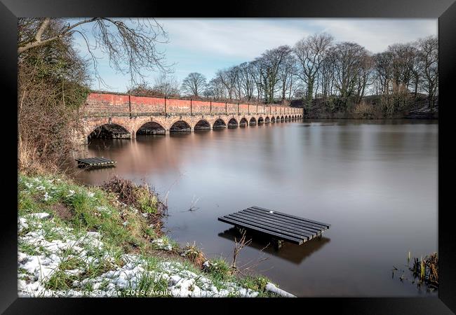 Carr Mill Dam and the 19 Arch Bridge   Framed Print by Andrew George