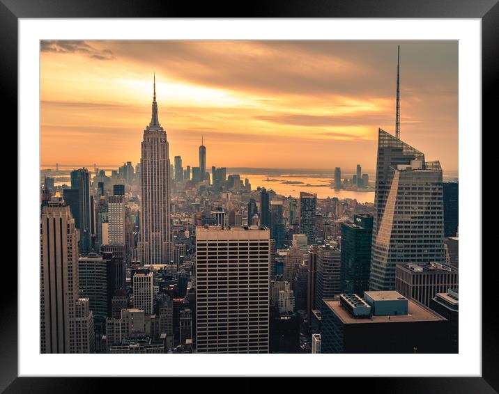 The Empire State Building at Sunset Framed Mounted Print by Andrew George