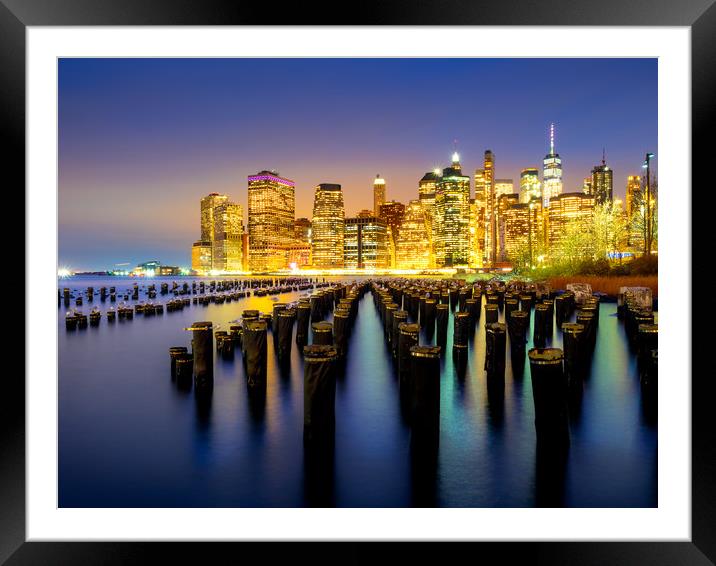 The Lower Manhattan City Skyline New York Framed Mounted Print by Andrew George