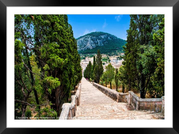 The decent on the Calvari Steps in Pollenca Framed Mounted Print by Peter Stephenson