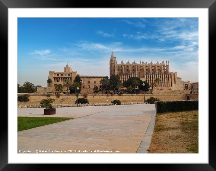 Parc de la Mar and Palma Cathederal Framed Mounted Print by Peter Stephenson