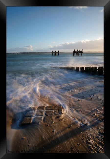 Lepe Beach showing the d-day troops embarkation re Framed Print by Peter Stephenson