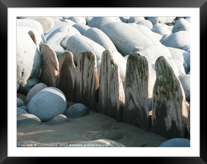 Boulders and wood  Framed Mounted Print by Lucy Prentice