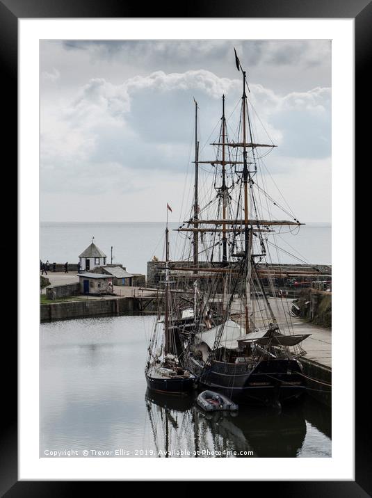 Tall Ships in Charlestown Harbour Framed Mounted Print by Trevor Ellis
