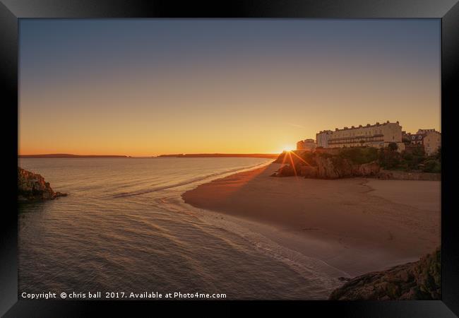 Tenby South Beach Sunset Framed Print by chris ball